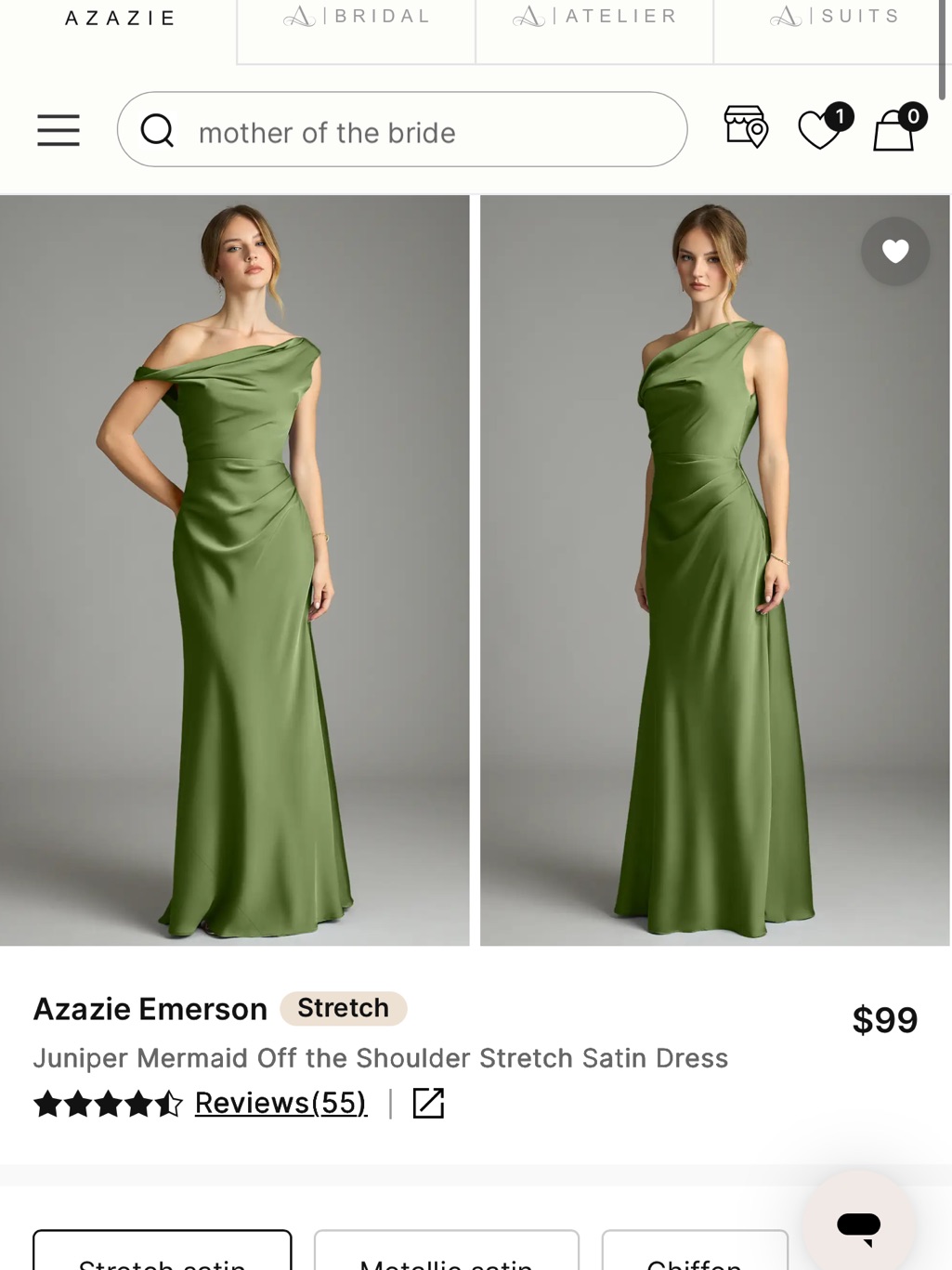 Azazie Juniper One-Shoulder Satin Gown